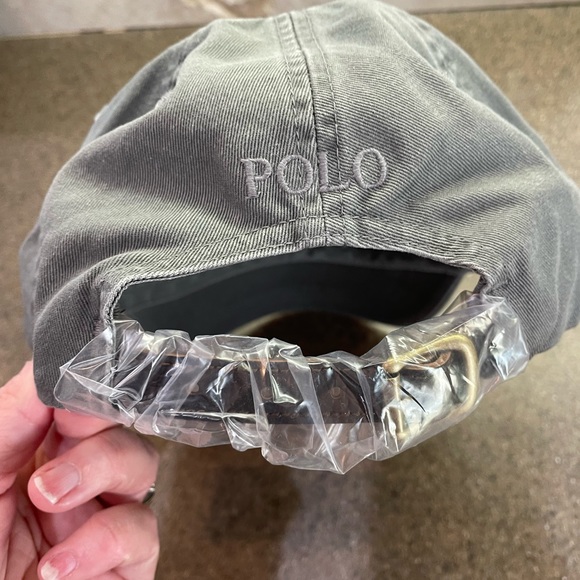 🆕 POLO RALPH LAUREN Leather Strap Embroidered BIG PONY Baseball Cap, Grey - Picture 6 of 11